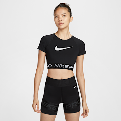Nike Pro Women's Dri-FIT Short-Sleeve Cropped Graphic Top